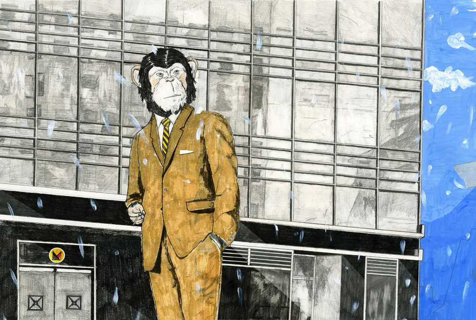 Industrial chimp illustration